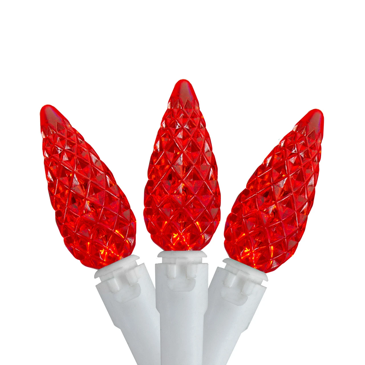 70 Count Red LED C6 Faceted Christmas Lights, 22.5 Ft White Wire 3 70 Count Red LED C6 Faceted Christmas Lights, 22.5 Ft White Wire