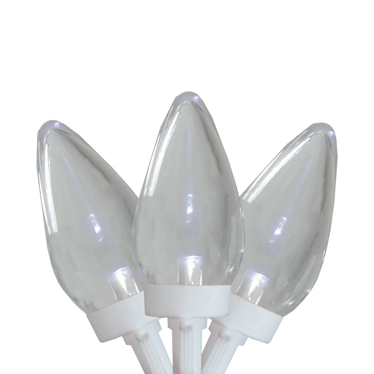 25 Count Pure White LED C7 Christmas Lights, 16 Ft White Wire 3 25 Count Pure White LED C7 Christmas Lights, 16 Ft White Wire