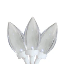25 Count Pure White LED C9 Christmas Lights, 16 Ft White Wire