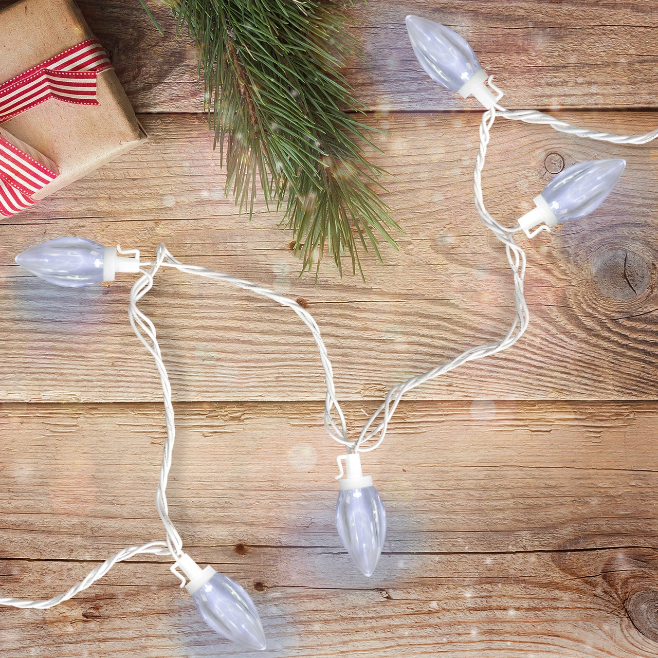 25 Count Pure White LED C9 Christmas Lights, 16 Ft White Wire 4 25 Count Pure White LED C9 Christmas Lights, 16 Ft White Wire - Image 2