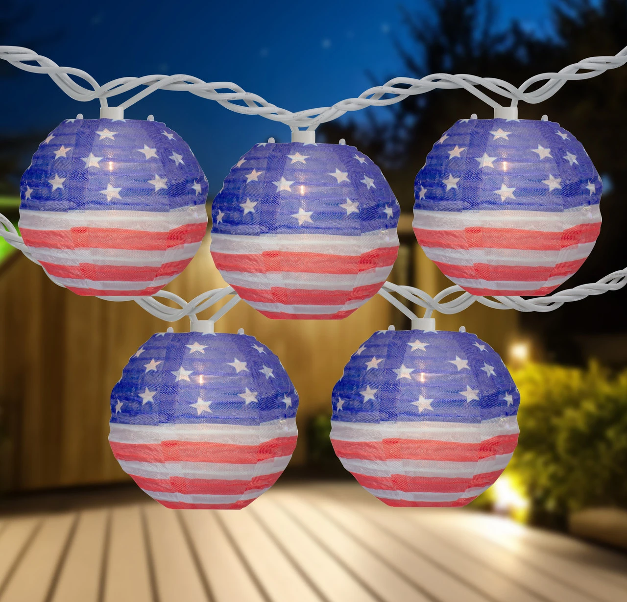 10-Count American Flag 4th Of July Paper Lantern Lights, 8.5ft White Wire 3 10-Count American Flag 4th Of July Paper Lantern Lights, 8.5ft White Wire