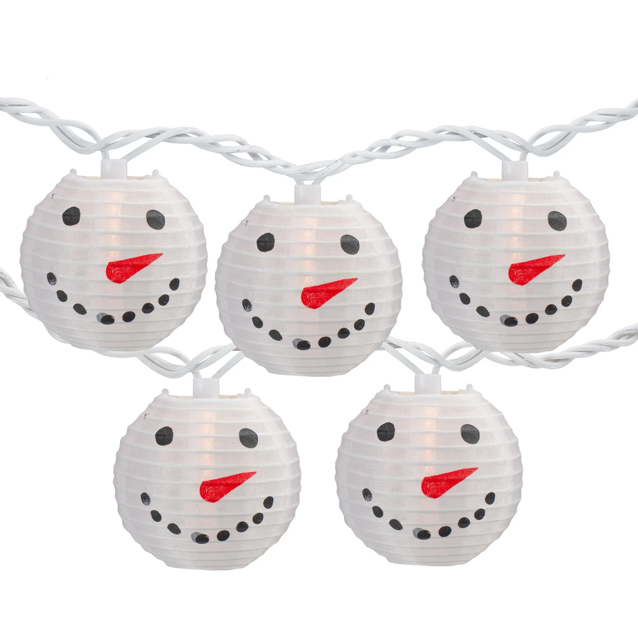 10-Count White Snowman Paper Lantern Christmas Lights, 8.5ft White Wire 4 10-Count White Snowman Paper Lantern Christmas Lights, 8.5ft White Wire - Image 2