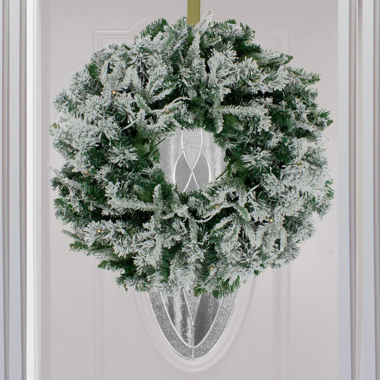 Pre-Lit Flocked Winfield Fir Artificial Christmas Wreath - 24-Inch, Warm White LED Lights 4 Pre-Lit Flocked Winfield Fir Artificial Christmas Wreath - 24-Inch, Warm White LED Lights - Image 2
