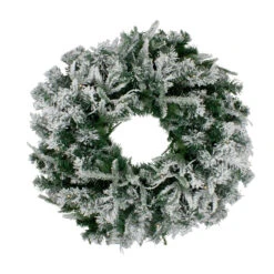 Pre-Lit Flocked Winfield Fir Artificial Christmas Wreath - 24-Inch, Warm White LED Lights