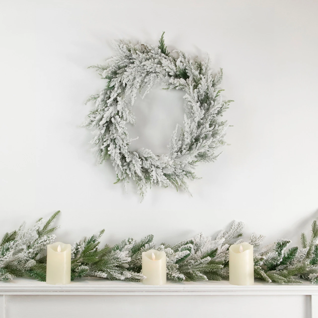 9' X 10" Pre-lit Flocked Winfield Fir Artificial Christmas Garland - Warm White LED Lights 4 9' X 10" Pre-lit Flocked Winfield Fir Artificial Christmas Garland - Warm White LED Lights - Image 2