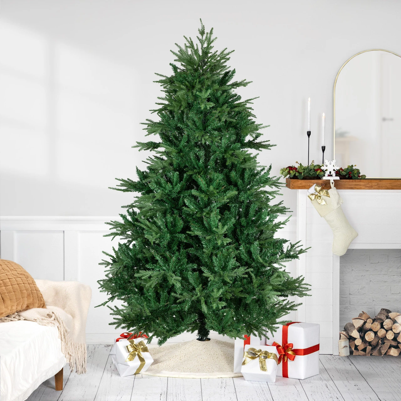 7.5' Juniper Pine Artificial Christmas Tree, Unlit 3 7.5' Juniper Pine Artificial Christmas Tree, Unlit