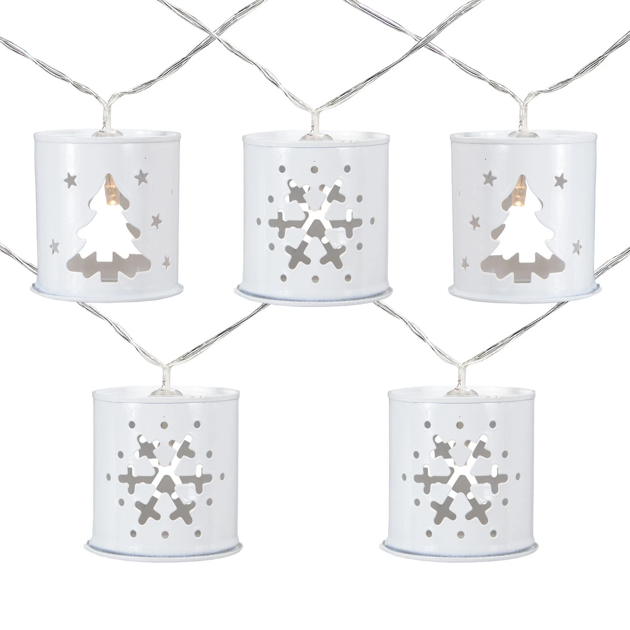 10 B/O LED Warm White Metal Lantern Christmas Lights - 6.25' Clear Wire 4 10 B/O LED Warm White Metal Lantern Christmas Lights - 6.25' Clear Wire - Image 2