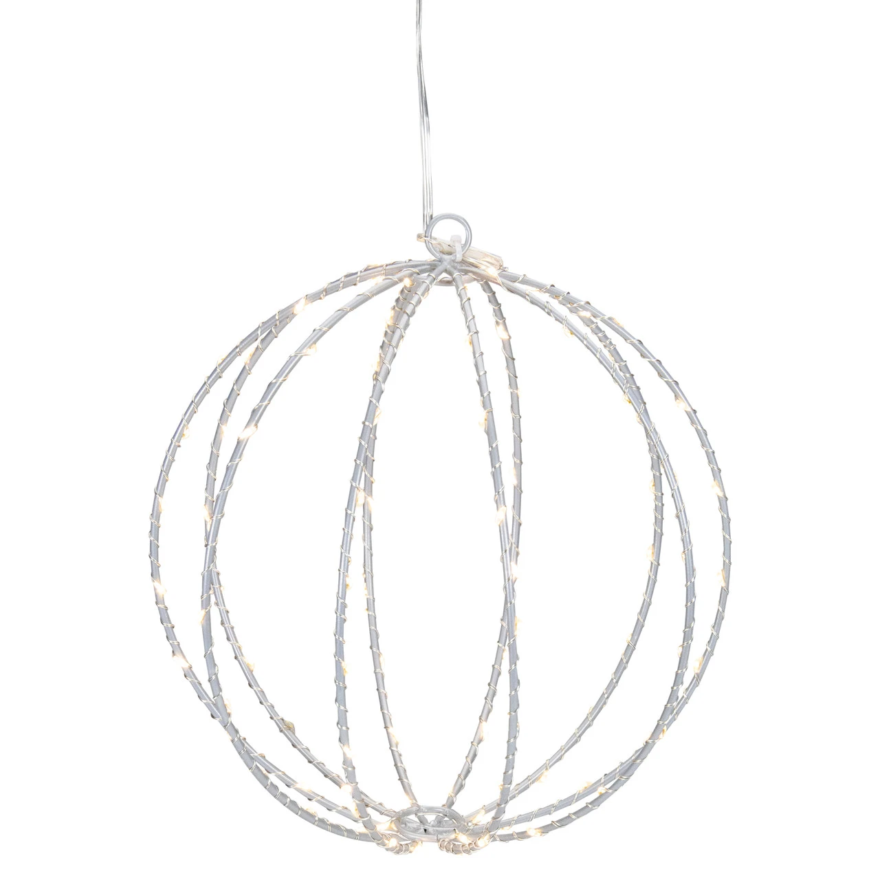 8-Inch LED Lighted Christmas Hanging Ball Decoration - Warm White Lights 3 8-Inch LED Lighted Christmas Hanging Ball Decoration - Warm White Lights