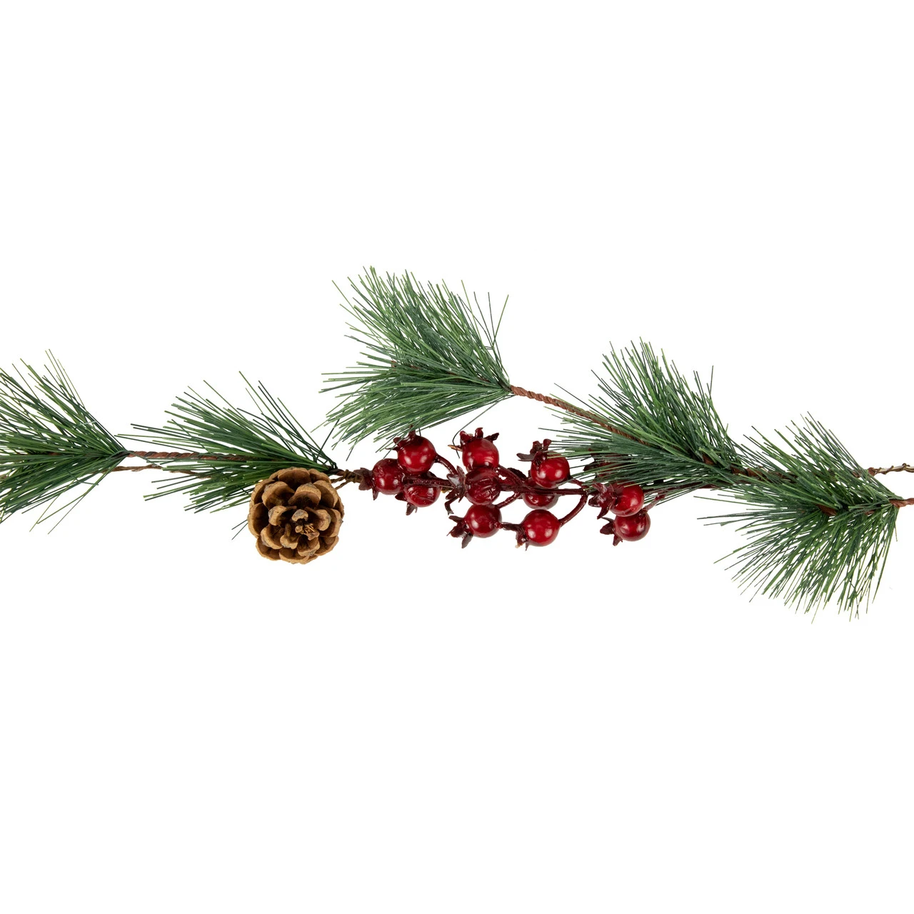 6.5' Pre-Lit Pine And Berry Artificial Christmas Garland, Warm White LED Lights 4 6.5' Pre-Lit Pine And Berry Artificial Christmas Garland, Warm White LED Lights - Image 2