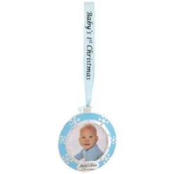 3" Blue Silver-Plated Baby's First Christmas Ornament With European Crystals -Christmas Decoration Store northlight hd15143 2 10011.1688037924