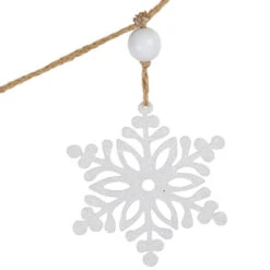 4.75" Snowflake And Frosted Pine Christmas Garland With Wooden Beads - Unlit 12 4.75" Snowflake And Frosted Pine Christmas Garland With Wooden Beads - Unlit -Christmas Decoration Store northlight hh87684 4 25428.1681148469