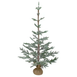 3' Snow Covered Slim Pine Artificial Christmas Tree With Jute Base - Unlit