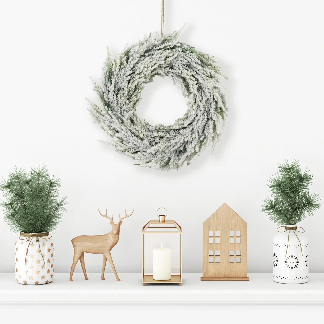 Heavily Flocked Pine Artificial Christmas Wreath, 11.75-Inch, Unlit 3 Heavily Flocked Pine Artificial Christmas Wreath, 11.75-Inch, Unlit