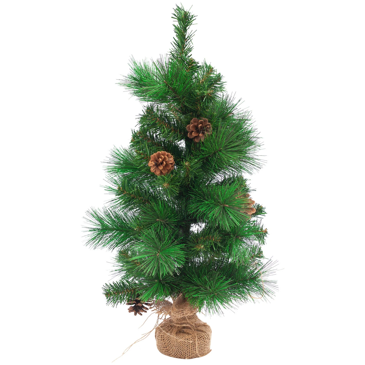 23.5" LED Lighted Mixed Pine And Pine Cones Artificial Christmas Tree In Jute Base 3 23.5" LED Lighted Mixed Pine And Pine Cones Artificial Christmas Tree In Jute Base