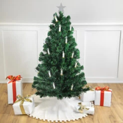4' Pre-Lit Fiber Optic Artificial Christmas Tree With Candles - Multi Lights