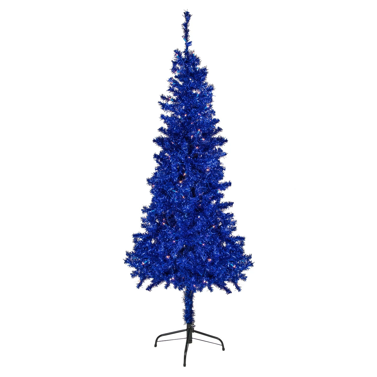 6' Pre-Lit Blue Artificial Tinsel Christmas Tree, Clear Lights 3 6' Pre-Lit Blue Artificial Tinsel Christmas Tree, Clear Lights