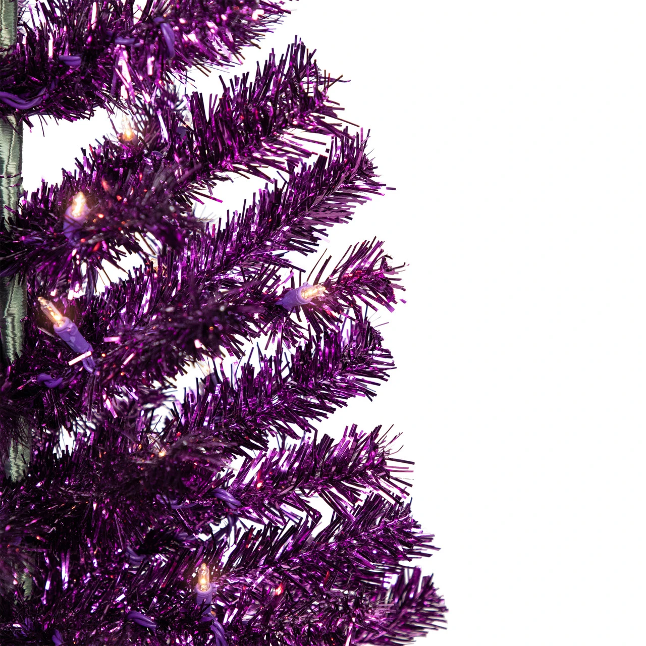 4' Pre-Lit Purple Tinsel Artificial Christmas Tree- Clear Lights, Purple Wire 6 4' Pre-Lit Purple Tinsel Artificial Christmas Tree- Clear Lights, Purple Wire - Image 4