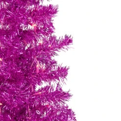 4' Pre-Lit Pink Artificial Tinsel Christmas Tree, Clear Lights -Christmas Decoration Store northlight j92320 2 30110.1667535855