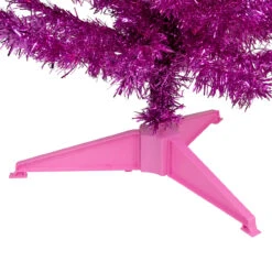 4' Pre-Lit Pink Artificial Tinsel Christmas Tree, Clear Lights -Christmas Decoration Store northlight j92320 3 49061.1667535855
