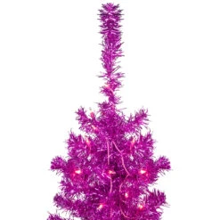 6' Pre-Lit Pink Artificial Tinsel Christmas Tree, Clear Lights -Christmas Decoration Store northlight j92320 5 77973.1667535859