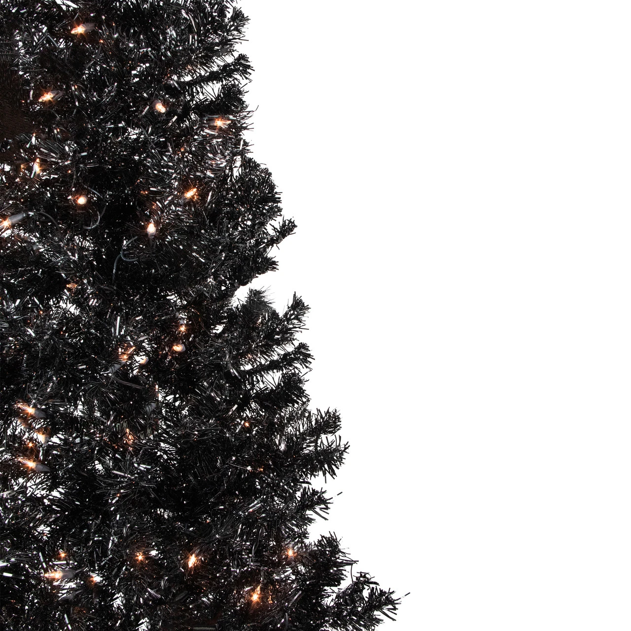 6' Pre-Lit Black Artificial Tinsel Christmas Tree, Clear Lights 4 6' Pre-Lit Black Artificial Tinsel Christmas Tree, Clear Lights - Image 2
