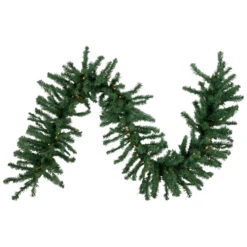 9' X 20" Pre-Lit Green Artificial Pine Christmas Garland, Warm White LED Lights