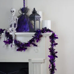 Black With Purple Bats Halloween Tinsel Garland - 50 Feet, Unlit 7 Black With Purple Bats Halloween Tinsel Garland - 50 Feet, Unlit -Christmas Decoration Store northlight k28319 3 18987.1667623069