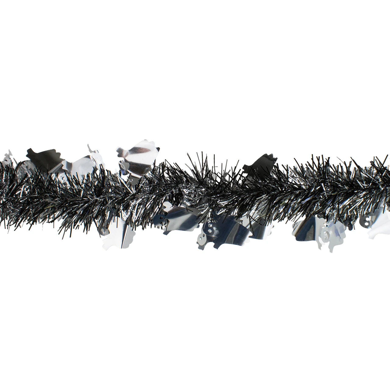 Black And Silver With Ghosts Halloween Tinsel Garland - 50 Feet, Unlit 4 Black And Silver With Ghosts Halloween Tinsel Garland - 50 Feet, Unlit - Image 2