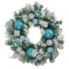 Flocked Pine With Teal And Silver Ornaments Artificial Christmas Wreath, 24-Inch, Unlit 1 Flocked Pine With Teal And Silver Ornaments Artificial Christmas Wreath, 24-Inch, Unlit -Christmas Decoration Store northlight kji82572 updated2022 21662.1667657668