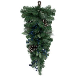 28" Mixed Pine And Blueberries Artificial Christmas Teardrop Swag - Unlit