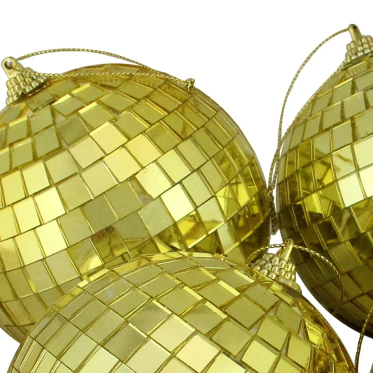 4ct Gold Mirrored Shiny Glass Christmas Ball Ornaments 4" (100mm) 4 4ct Gold Mirrored Shiny Glass Christmas Ball Ornaments 4" (100mm) - Image 2