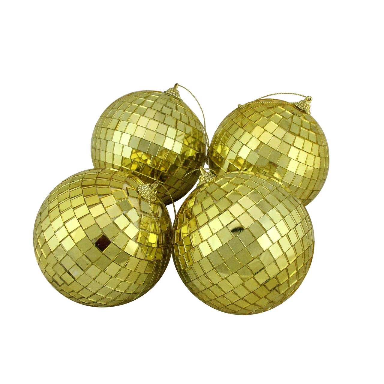 4ct Gold Mirrored Shiny Glass Christmas Ball Ornaments 4" (100mm) 5 4ct Gold Mirrored Shiny Glass Christmas Ball Ornaments 4" (100mm) - Image 3