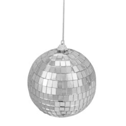 4ct Silver Splendor Mirrored Glass Disco Ball Christmas Ornaments 4" (100mm)