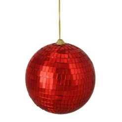 Red Mirrored Disco Christmas Ball Ornament 5.5" (140mm)