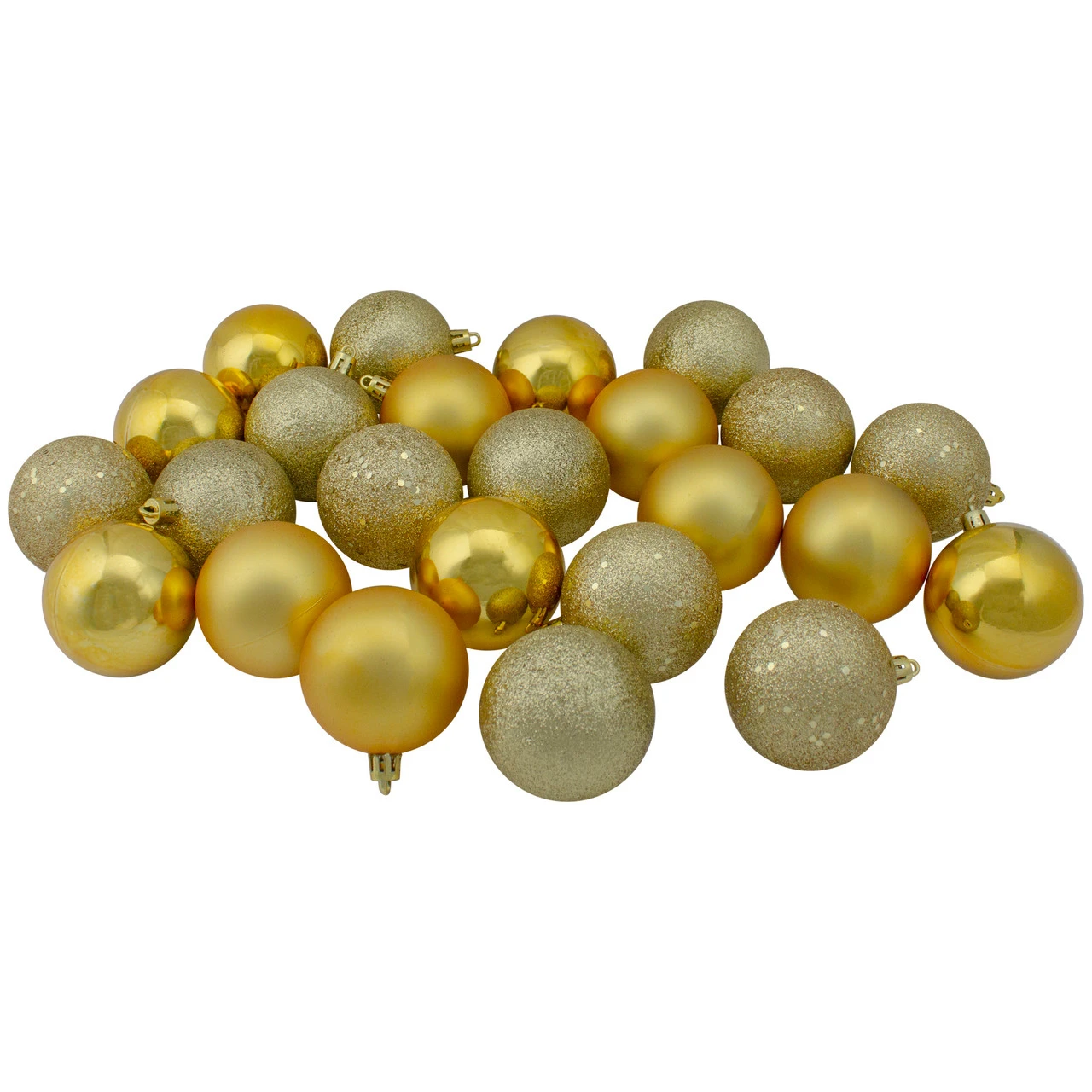 24ct Vegas Gold Shatterproof 4-Finish Christmas Ball Ornaments 2.5" (60mm) 3 24ct Vegas Gold Shatterproof 4-Finish Christmas Ball Ornaments 2.5" (60mm)