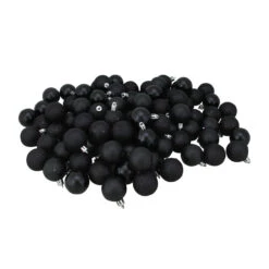 96ct Black Shatterproof 4-Finish Christmas Ball Ornaments 1.5" (40mm)