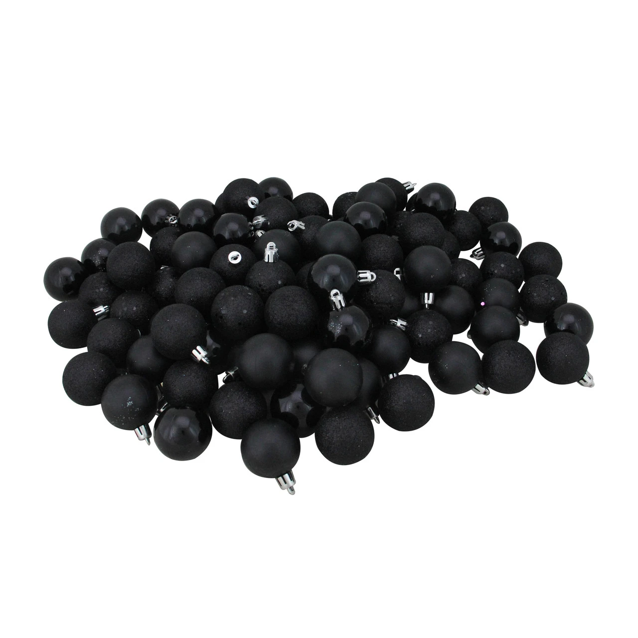 96ct Black Shatterproof 4-Finish Christmas Ball Ornaments 1.5" (40mm) 3 96ct Black Shatterproof 4-Finish Christmas Ball Ornaments 1.5" (40mm)