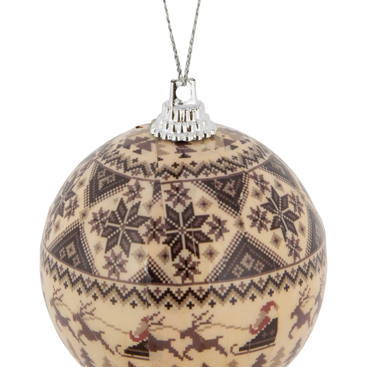 14-Piece Brown Nordic Print Decoupage Christmas Ball Ornament Set, 2.25" (60mm) 5 14-Piece Brown Nordic Print Decoupage Christmas Ball Ornament Set, 2.25" (60mm) - Image 3