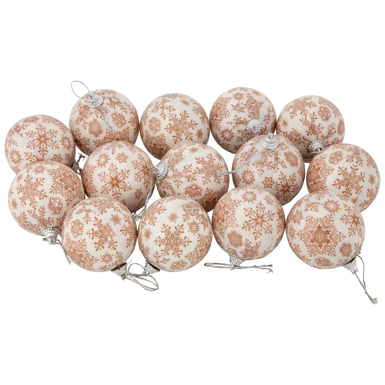 14-Piece Brown Snowflake Decoupage Christmas Ball Ornament Set, 2.25" (60mm) 3 14-Piece Brown Snowflake Decoupage Christmas Ball Ornament Set, 2.25" (60mm)