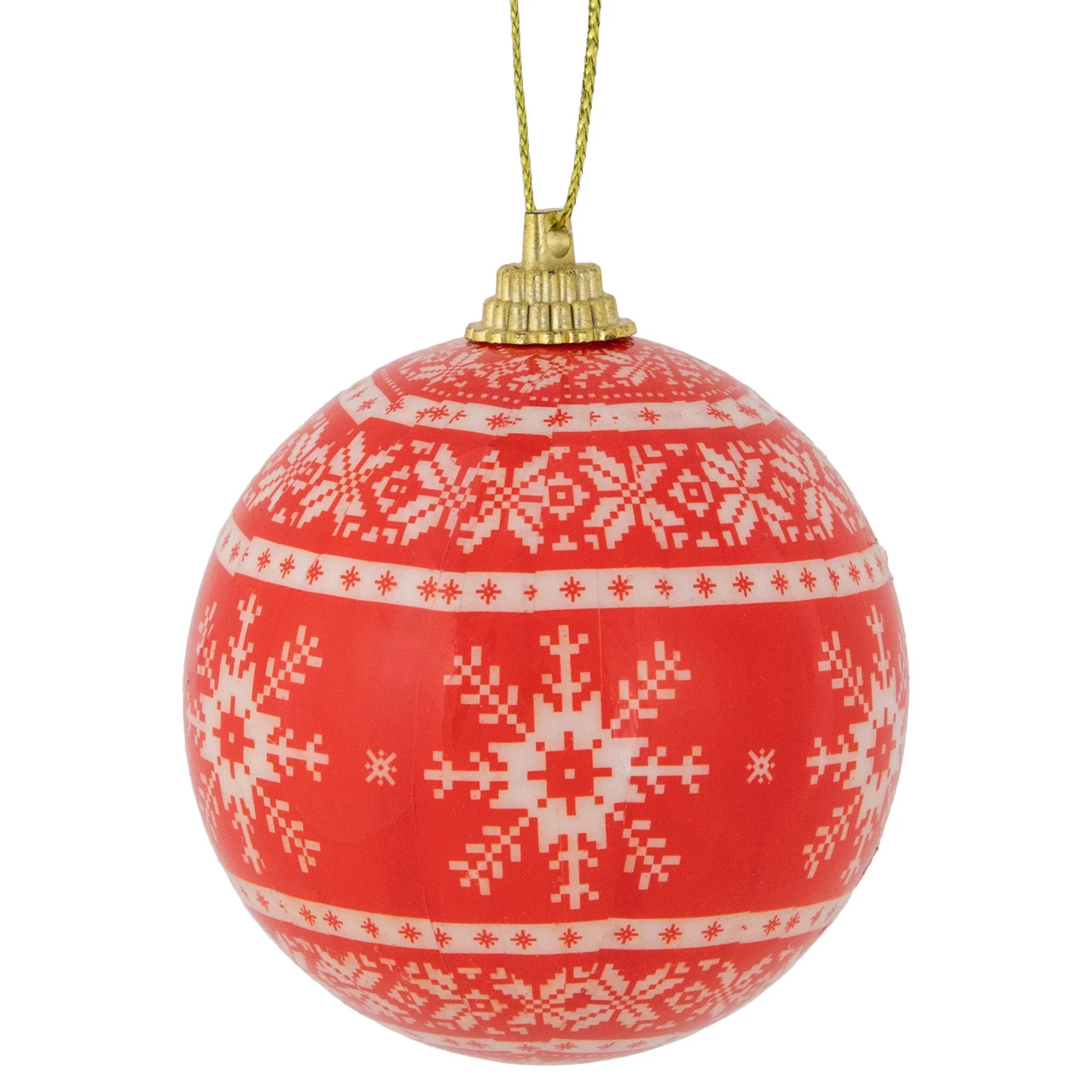 14-Piece Red And White Nordic Decoupage Christmas Ball Ornament Set, 2.25" (60mm) 6 14-Piece Red And White Nordic Decoupage Christmas Ball Ornament Set, 2.25" (60mm) - Image 4