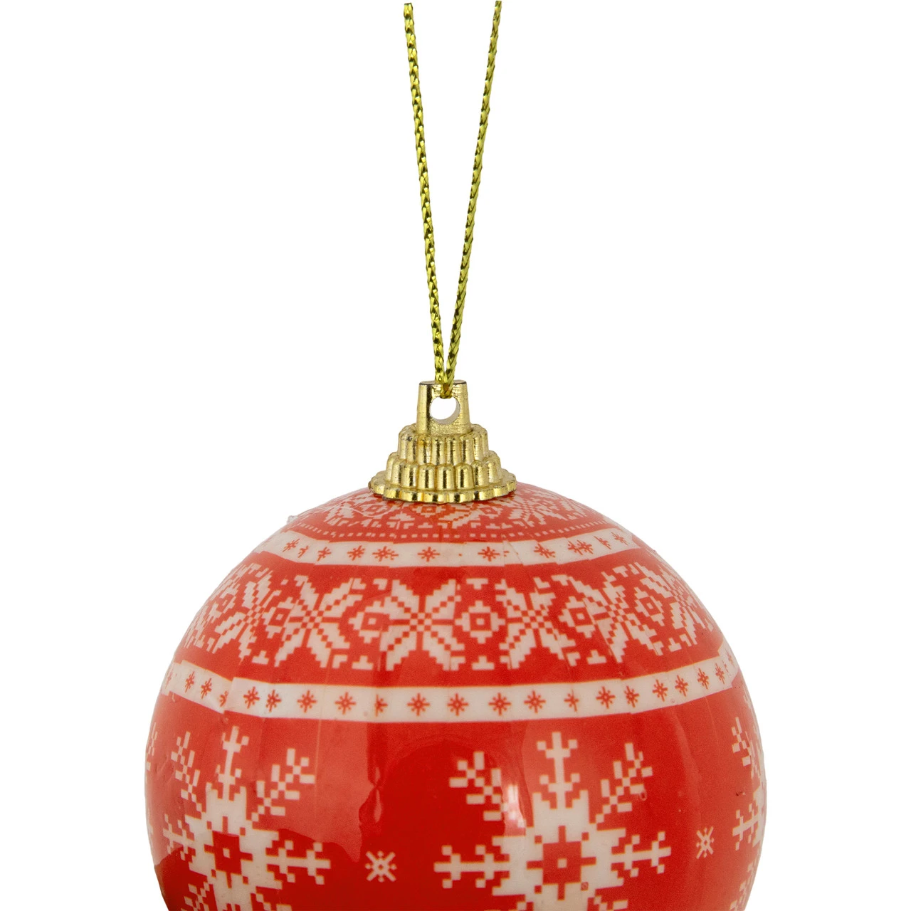 14-Piece Red And White Nordic Decoupage Christmas Ball Ornament Set, 2.25" (60mm) 7 14-Piece Red And White Nordic Decoupage Christmas Ball Ornament Set, 2.25" (60mm) - Image 5