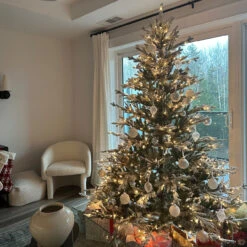 7.5' Pre-Lit Flocked Little River Fir Artificial Christmas Tree - Clear Lights -Christmas Decoration Store northlight lt91589 cxpic 26957.1675807571