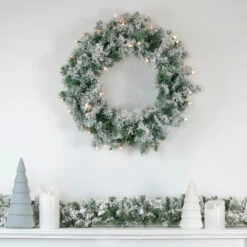 Pre-Lit Flocked Victoria Pine Artificial Christmas Wreath - 24-Inch, Clear Lights 8 Pre-Lit Flocked Victoria Pine Artificial Christmas Wreath - 24-Inch, Clear Lights -Christmas Decoration Store northlight m84200 m84261 style 11760.1667663054