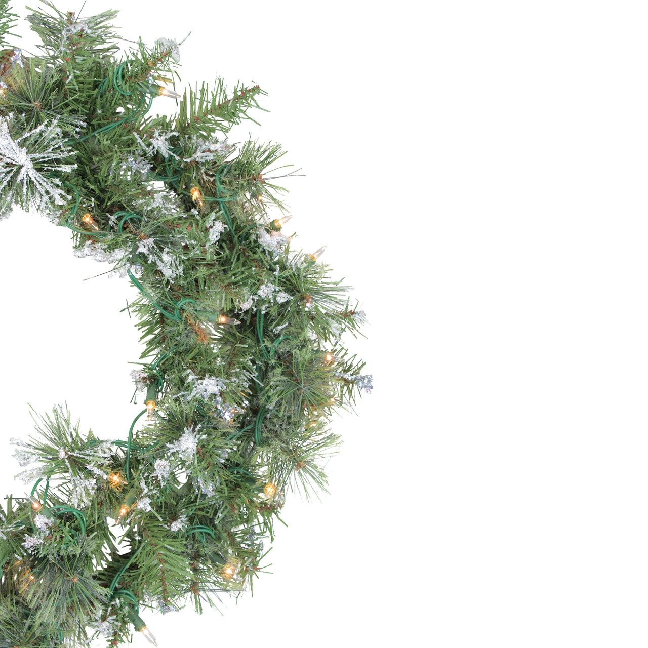 Pre-Lit Snow Mountain Pine Artificial Christmas Wreath - 24-Inch, Clear Lights 4 Pre-Lit Snow Mountain Pine Artificial Christmas Wreath - 24-Inch, Clear Lights - Image 2