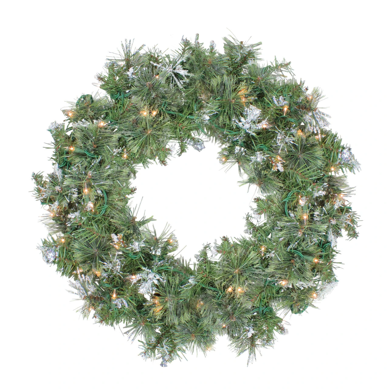 Pre-Lit Snow Mountain Pine Artificial Christmas Wreath - 30-Inch, Clear Lights 3 Pre-Lit Snow Mountain Pine Artificial Christmas Wreath - 30-Inch, Clear Lights