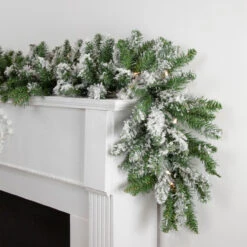 9' X 10" Pre-lit Snow Mountain Pine Artificial Christmas Garland - Clear Lights 7 9' X 10" Pre-lit Snow Mountain Pine Artificial Christmas Garland - Clear Lights -Christmas Decoration Store northlight m88664 style 58186.1667488294