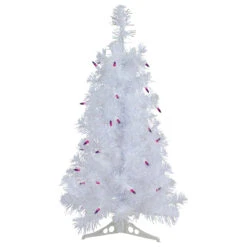 2' Pre-lit White Iridescent Pine Artificial Christmas Tree - Purple Lights