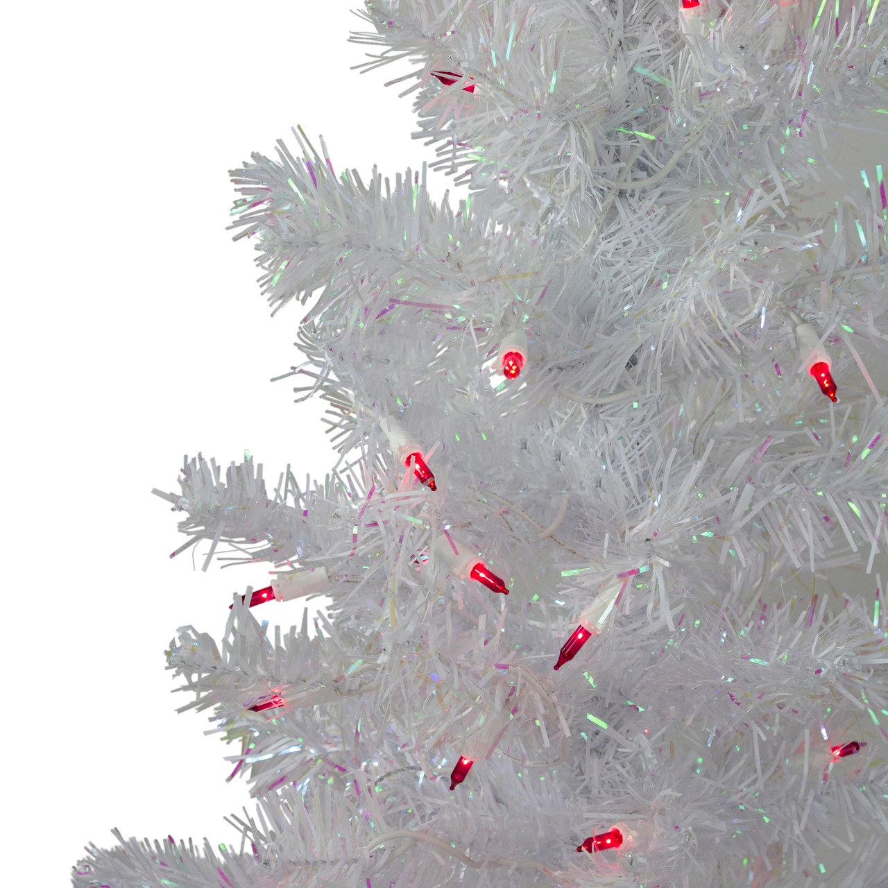 3' Pre-Lit Slim White Iridescent Pine Artificial Christmas Tree - Pink Lights 4 3' Pre-Lit Slim White Iridescent Pine Artificial Christmas Tree - Pink Lights - Image 2