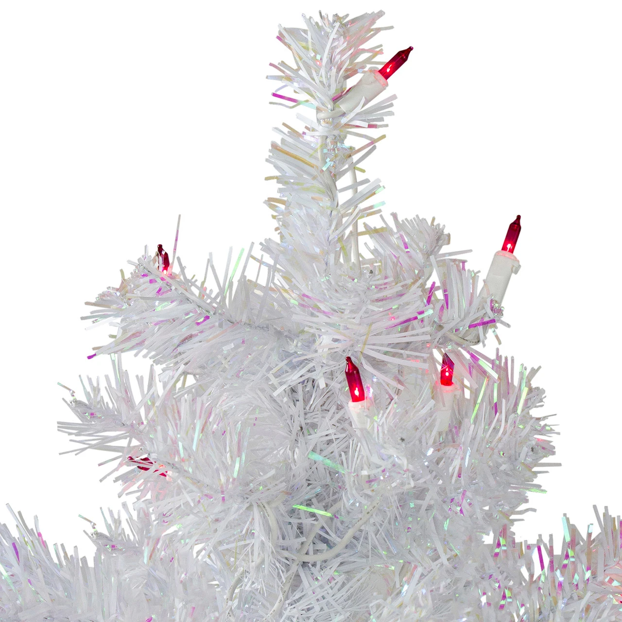 3' Pre-Lit Slim White Iridescent Pine Artificial Christmas Tree - Pink Lights 5 3' Pre-Lit Slim White Iridescent Pine Artificial Christmas Tree - Pink Lights - Image 3