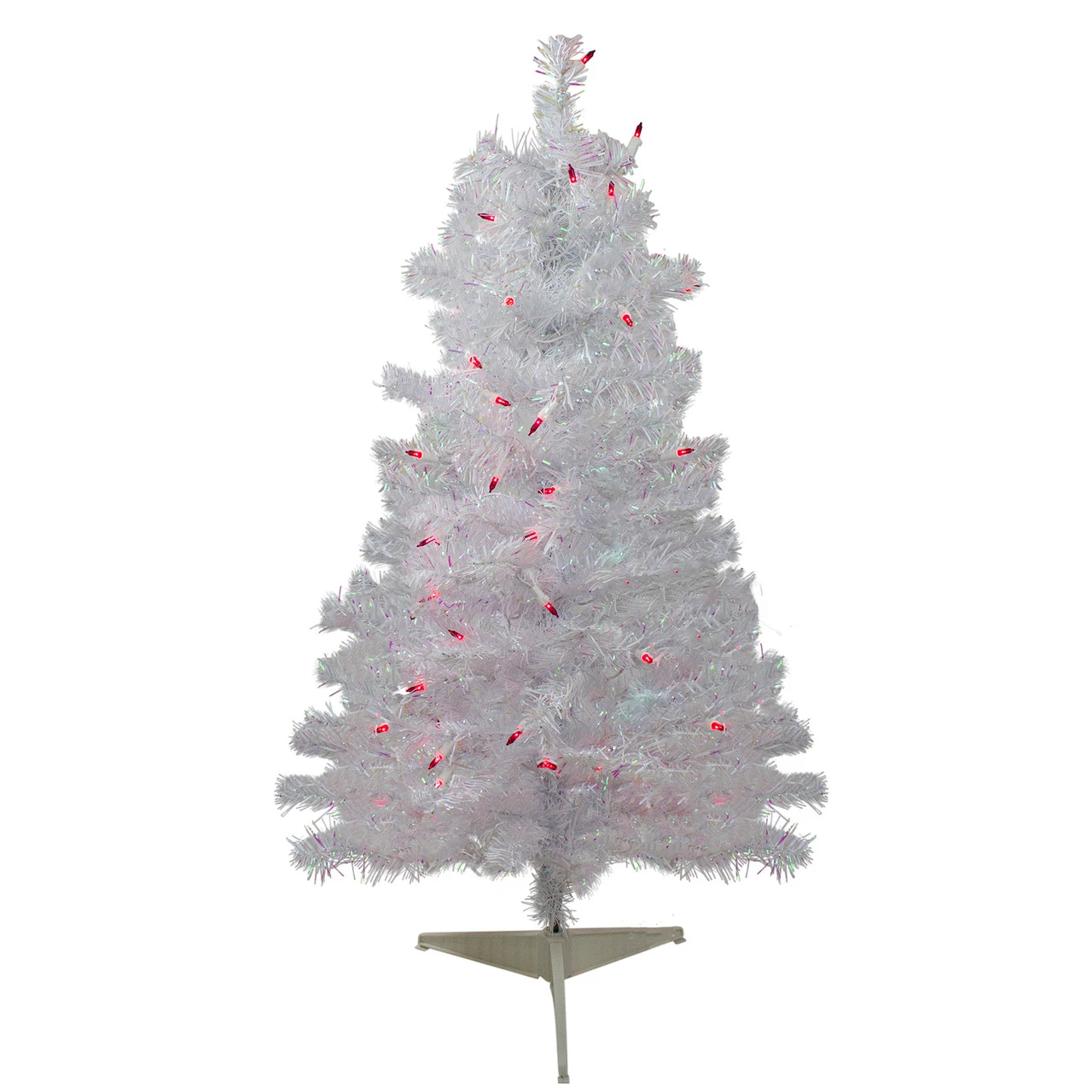 3' Pre-Lit Slim White Iridescent Pine Artificial Christmas Tree - Pink Lights 3 3' Pre-Lit Slim White Iridescent Pine Artificial Christmas Tree - Pink Lights